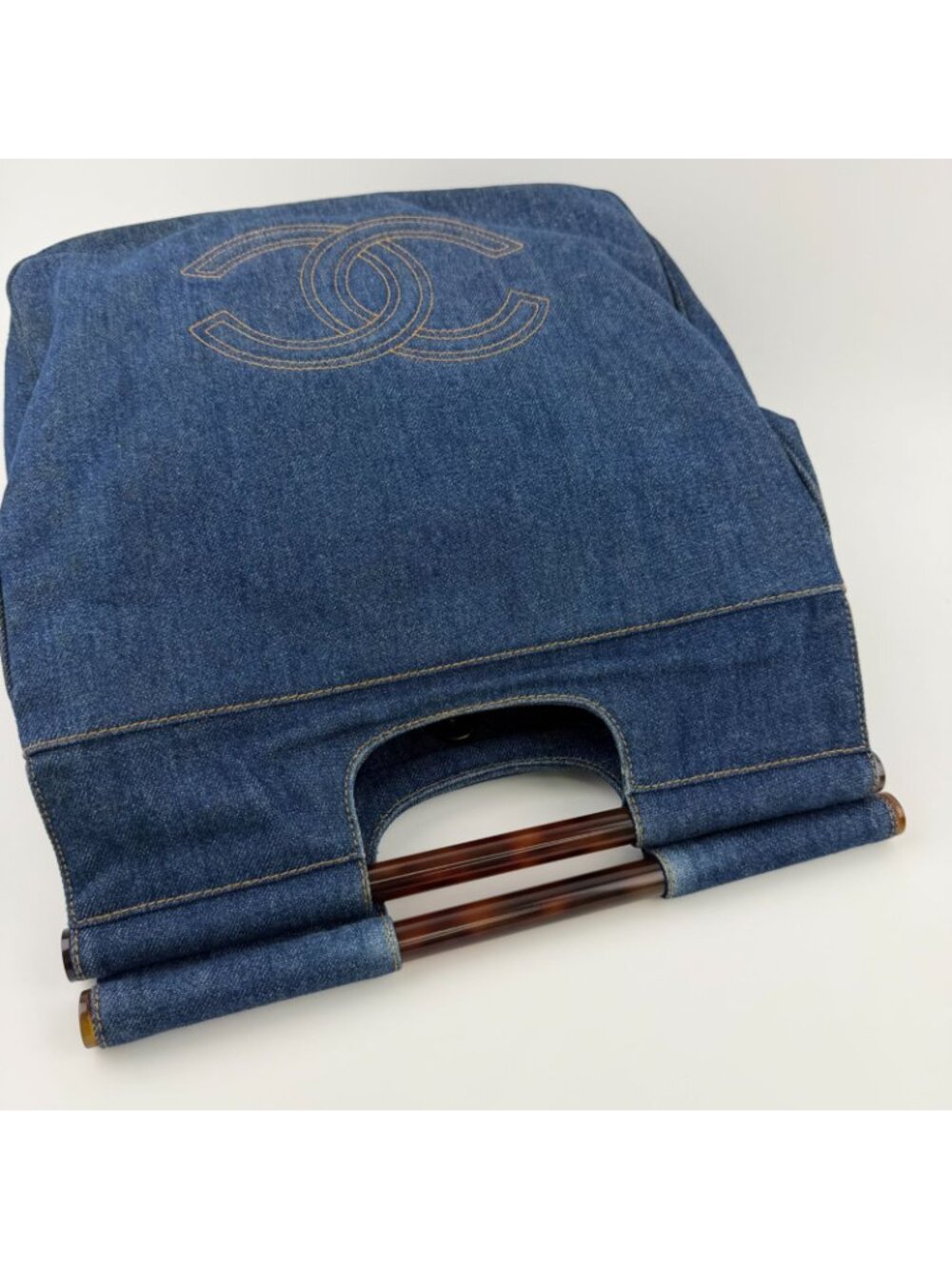 ★SOLD★ Chanel CC Logo Handbag Blue Denim Vintage - Picture 12 of 15